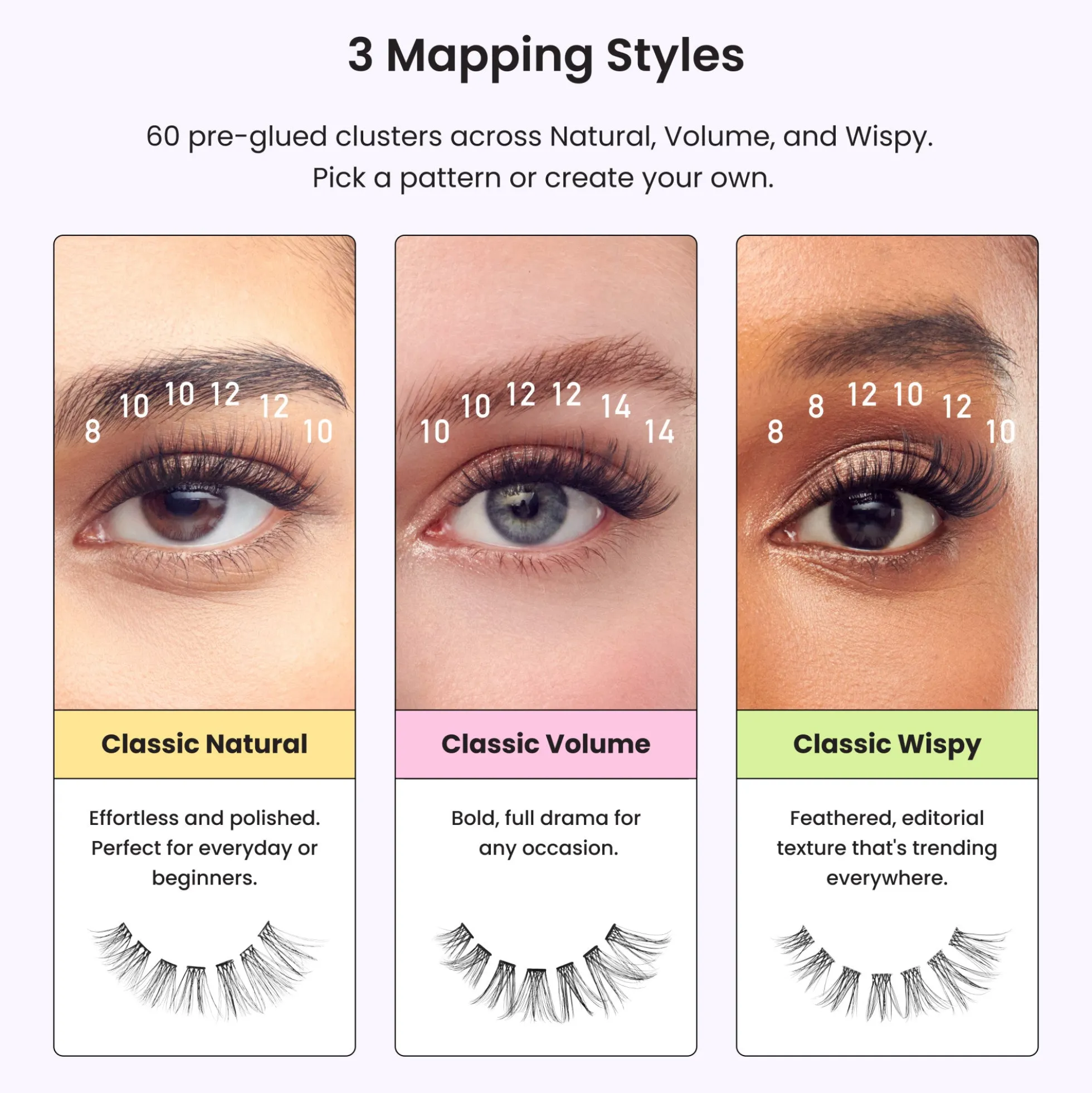 Natural/Volume/Wispy | 60 Individual Lashes